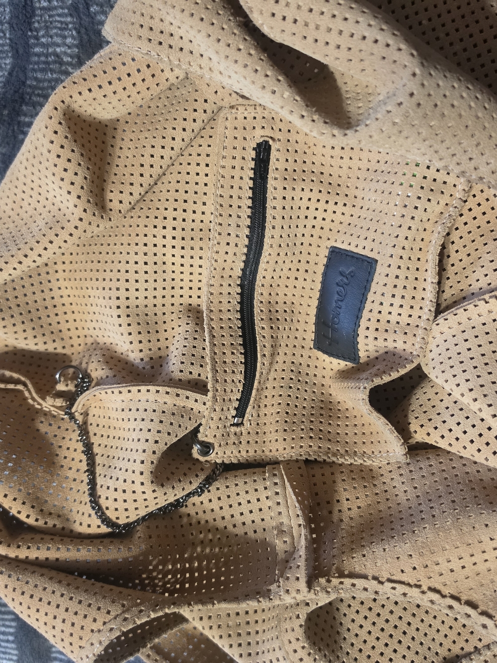 Perforated Beige Tote Bag - Neutral Everyday Carry - Picture 2 of 5